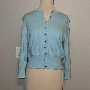 Pure Cashmere Crew Neck light blue Cardigan 8/10‎
